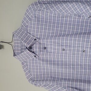 JOS. A. BANK Traveler Tailored Fit Blue Red Plaid Shirt
